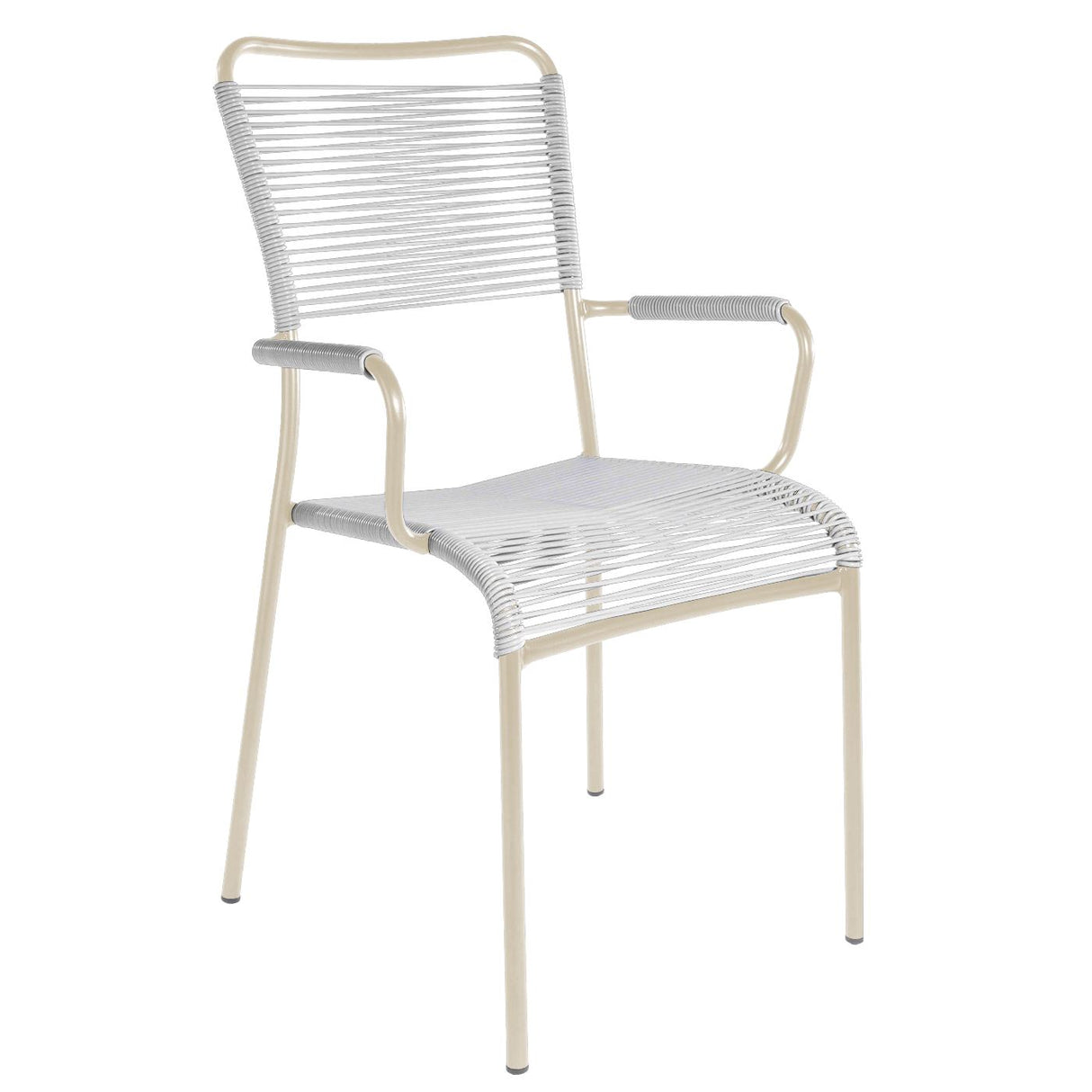 Schaffner Mendrisio Fauteuil repas Spaghetti Sable Pastel 15 Blanc 90