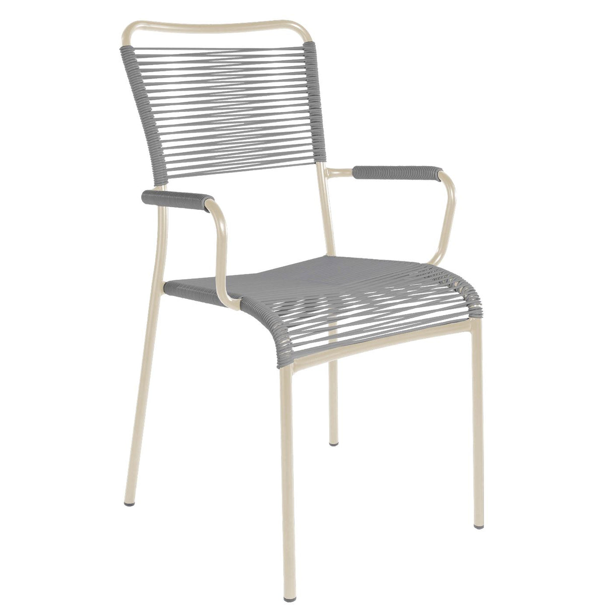 Schaffner Mendrisio Fauteuil repas Spaghetti Sable Pastel 15 Gris Argent 78