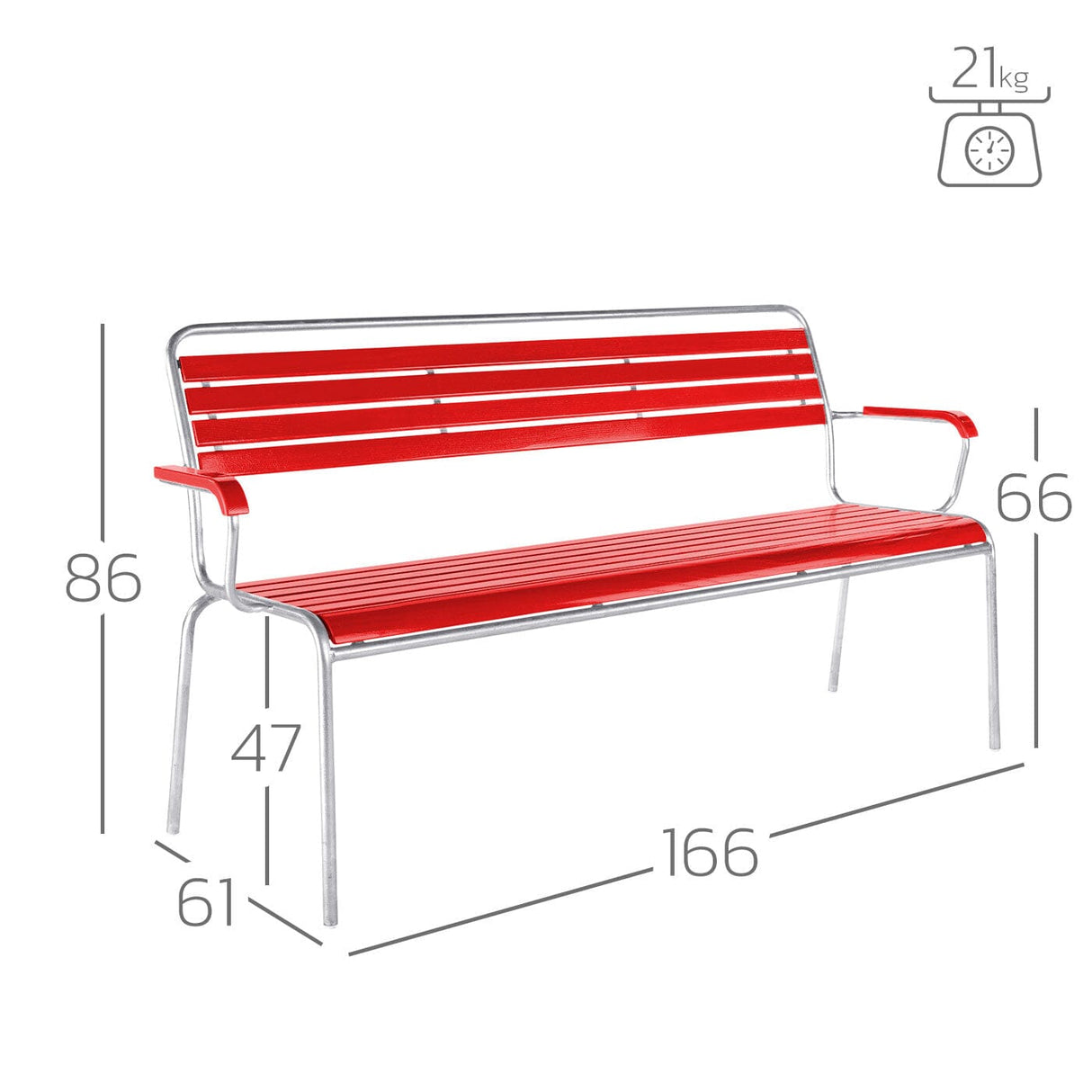 Schaffner Rigi Banc à lattes 3 places avec accoudoirs