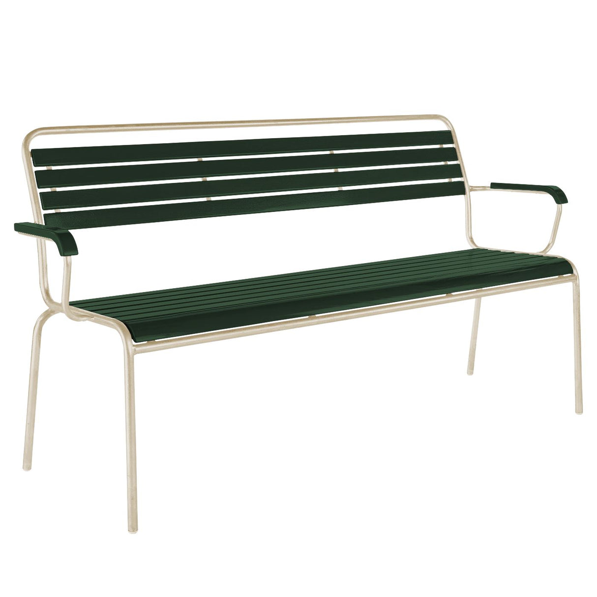 Schaffner Rigi Banc à lattes 3 places avec accoudoirs Marron Pastel 83 Vert Sapin 66