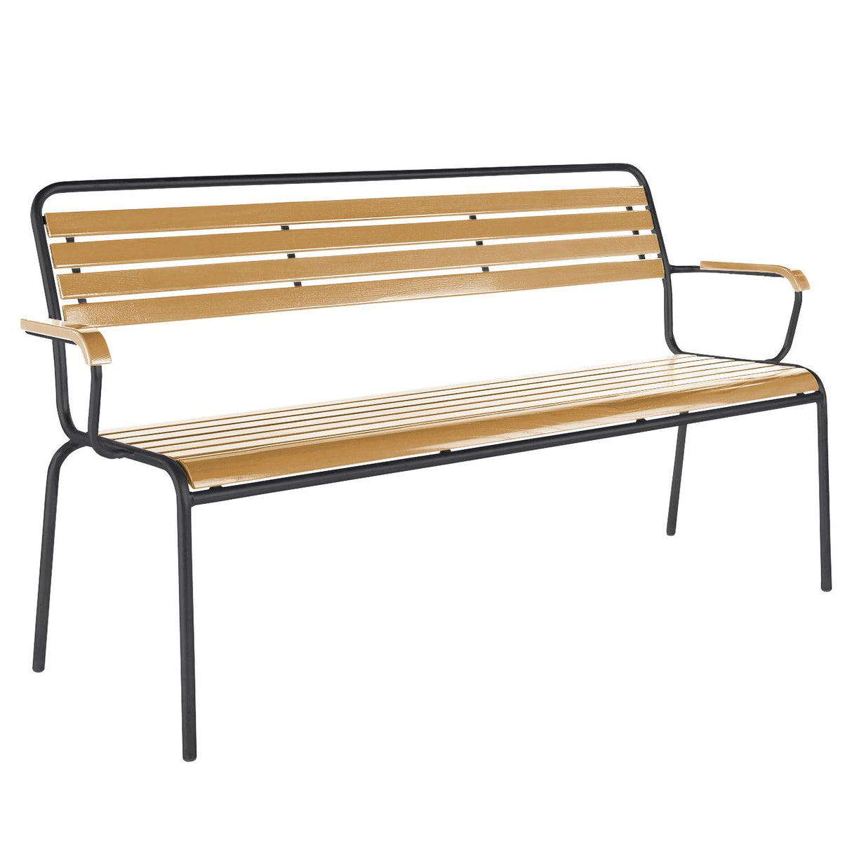 Schaffner Rigi Banc à lattes 3 places avec accoudoirs Noir 91 Laqué 92