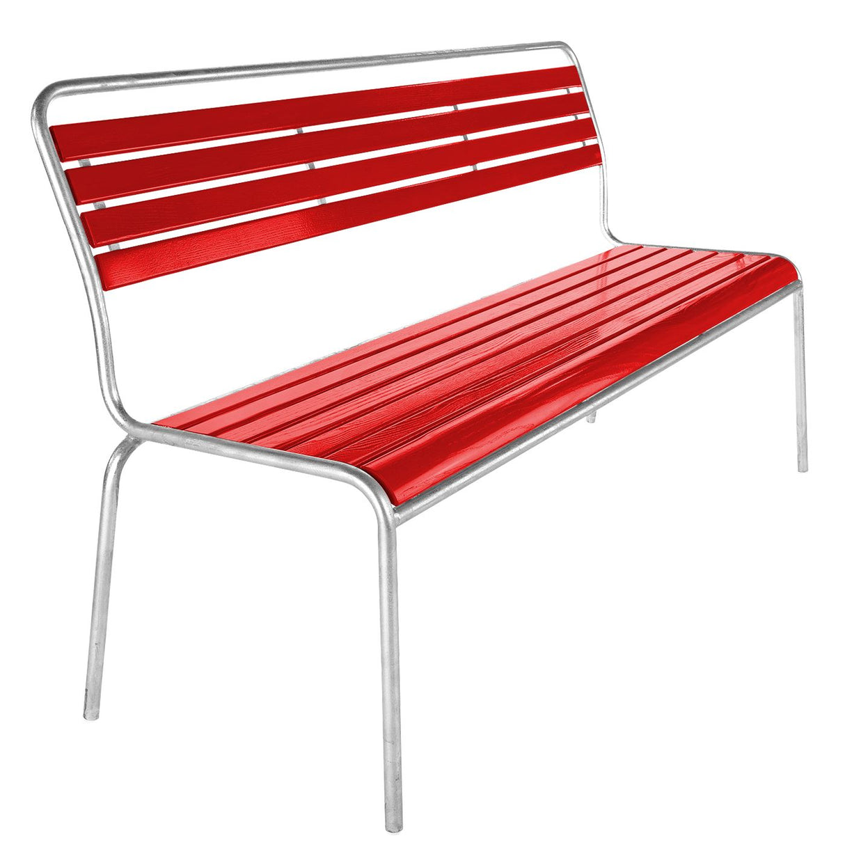 Schaffner Rigi Banc à lattes 3 places sans accoudoirs Galvanisé à chaud 02 Rouge 30