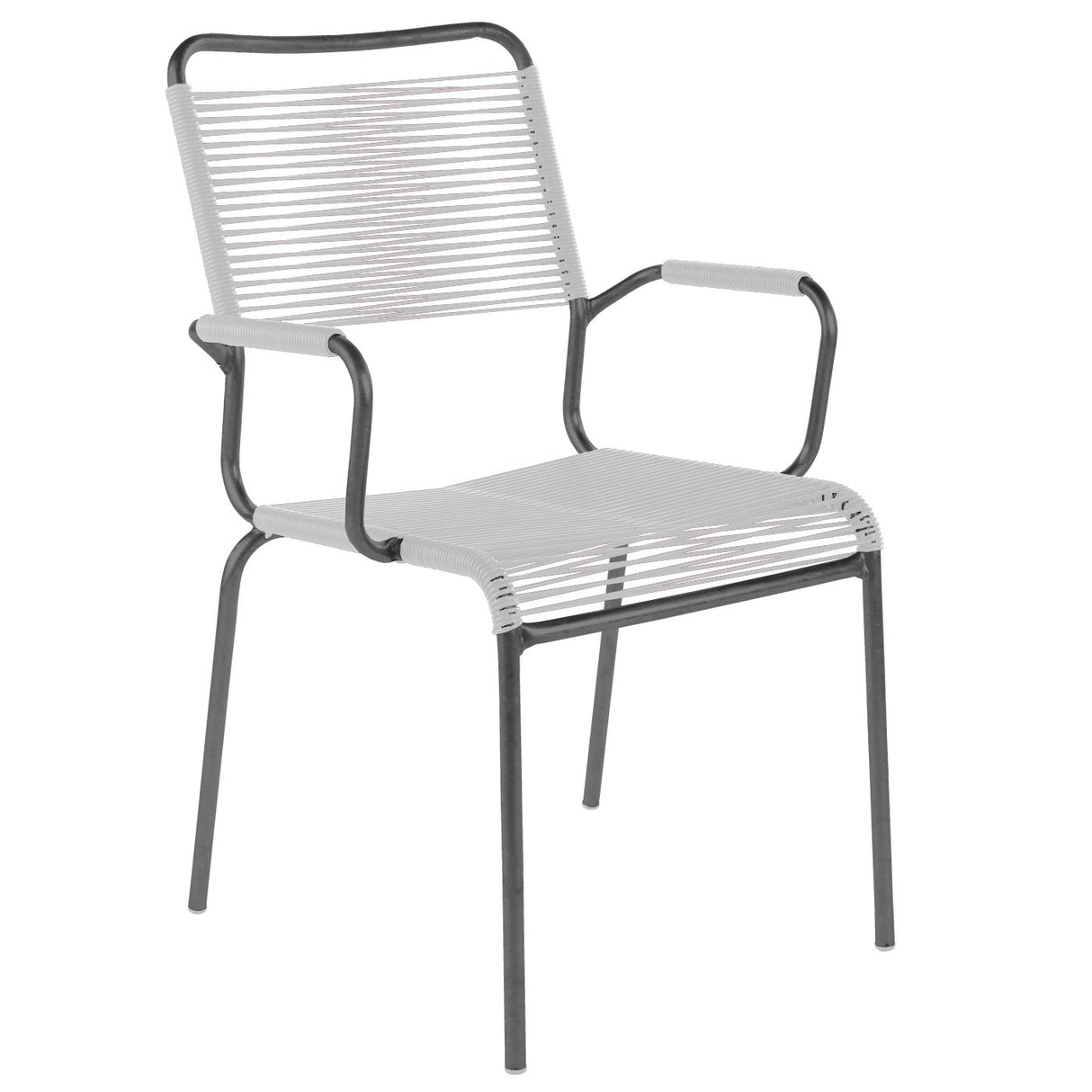 Schaffner Rigi Fauteuil Spaghetti avec accoudoirs Antracite 77 Blanc 90