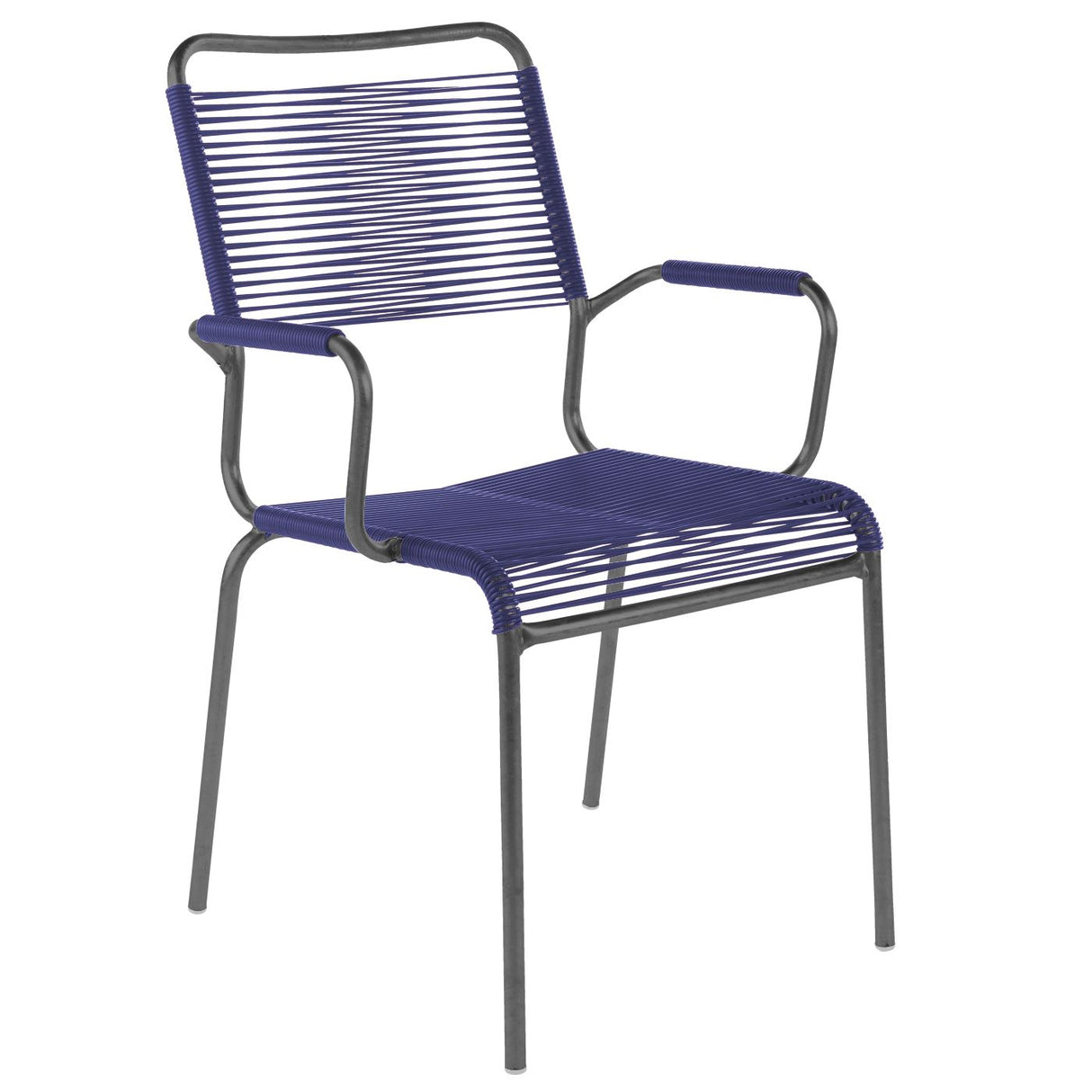 Schaffner Rigi Fauteuil Spaghetti avec accoudoirs Antracite 77 Bleu 53