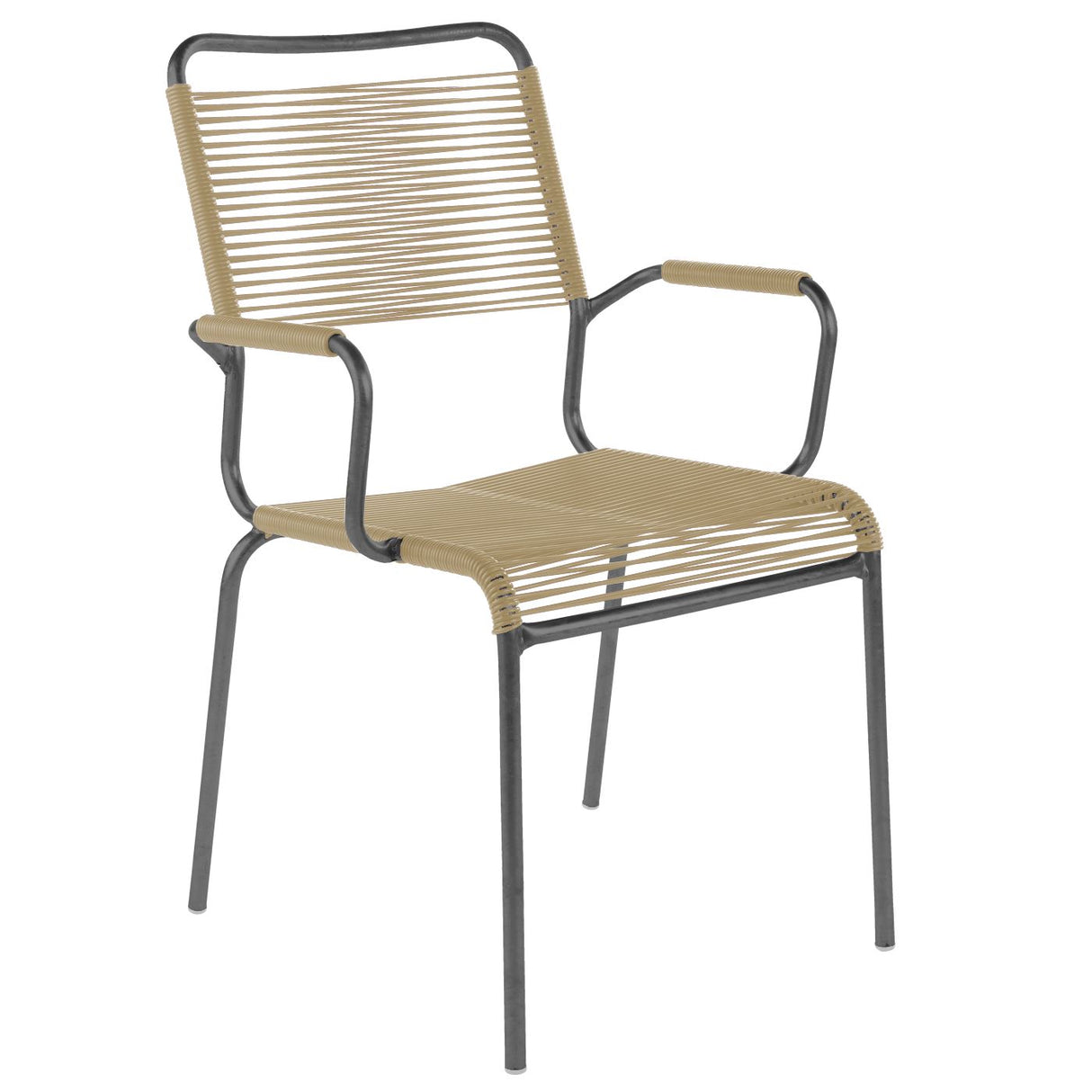 Schaffner Rigi Fauteuil Spaghetti avec accoudoirs Antracite 77 Marron pastel 83