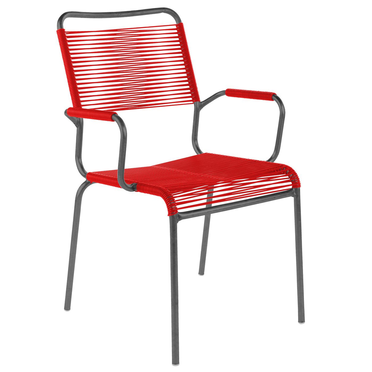 Schaffner Rigi Fauteuil Spaghetti avec accoudoirs Antracite 77 Rouge 30