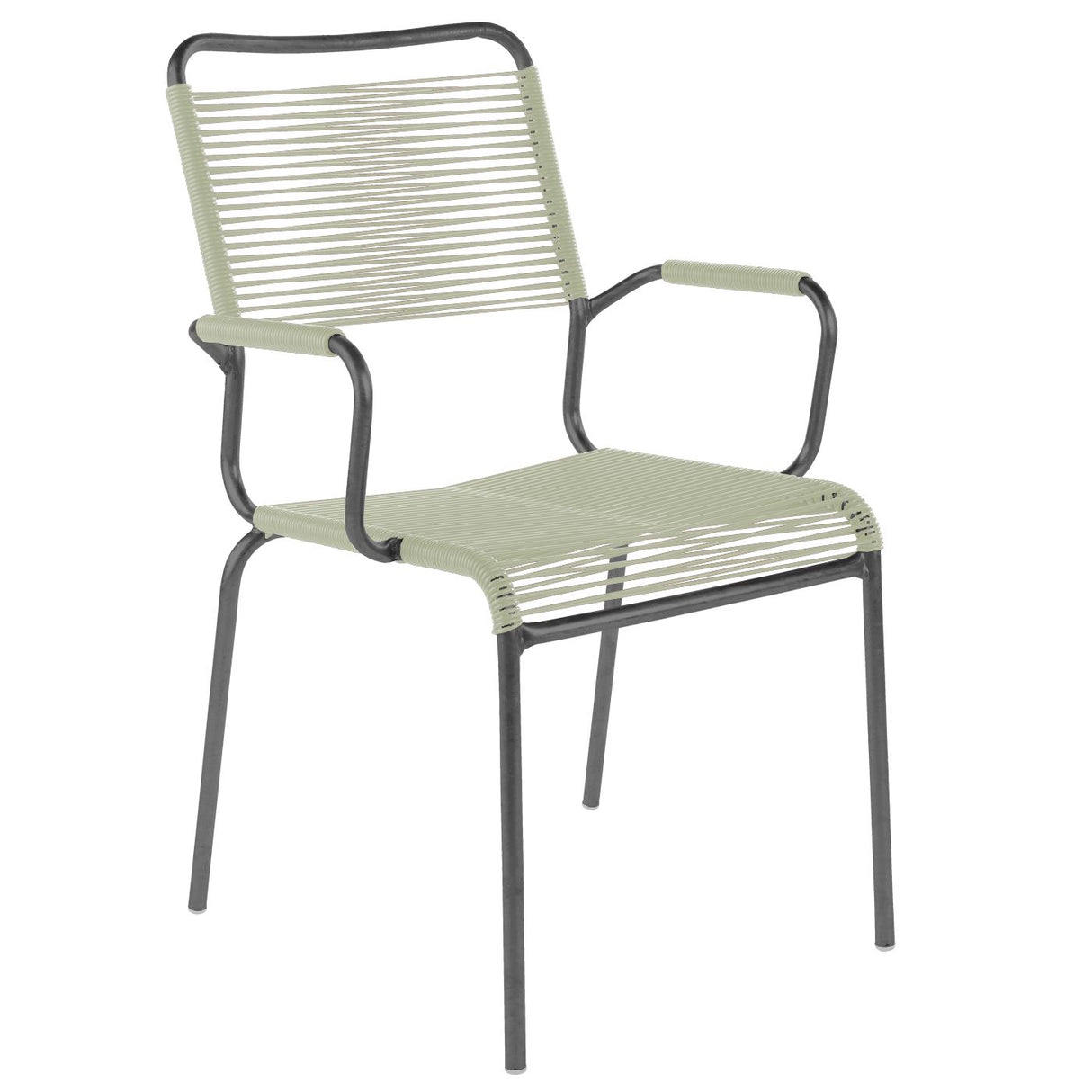 Schaffner Rigi Fauteuil Spaghetti avec accoudoirs Antracite 77 Vert pastel 64