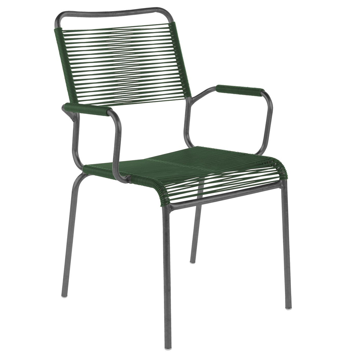 Schaffner Rigi Fauteuil Spaghetti avec accoudoirs Antracite 77 Vert sapin 66