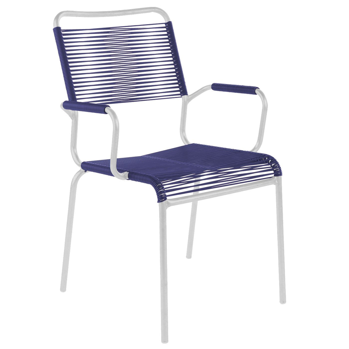 Schaffner Rigi Fauteuil Spaghetti avec accoudoirs Blanc 90 Bleu 53
