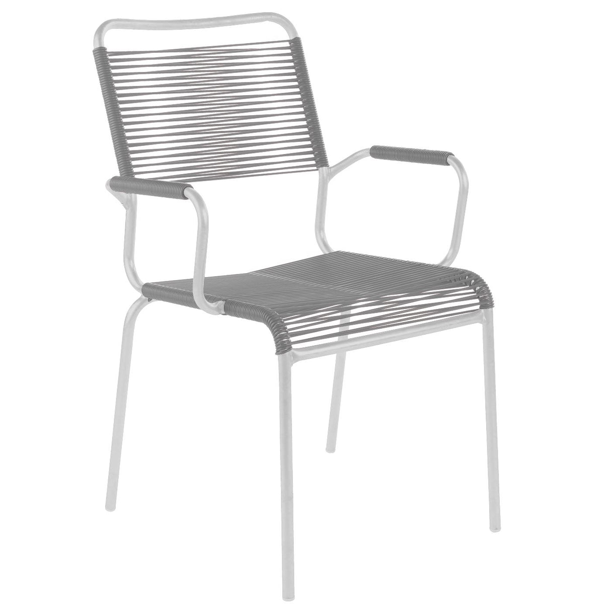 Schaffner Rigi Fauteuil Spaghetti avec accoudoirs Blanc 90 Gris Argent 78