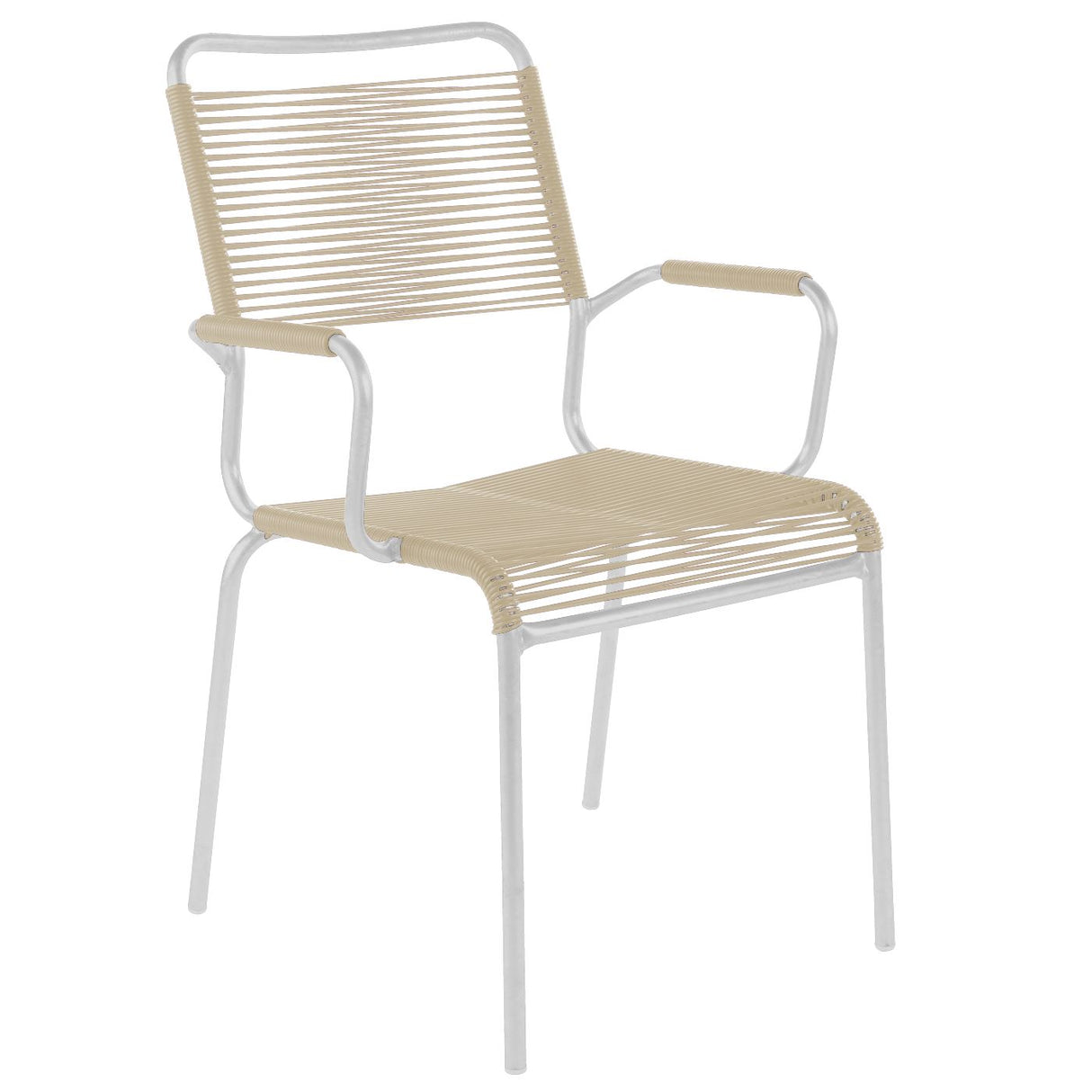 Schaffner Rigi Fauteuil Spaghetti avec accoudoirs Blanc 90 Sable pastel 15