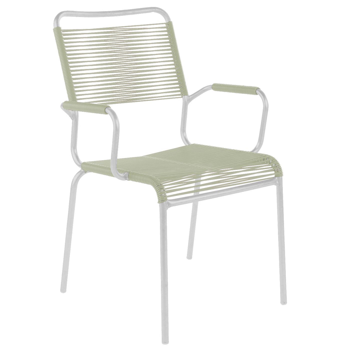Schaffner Rigi Fauteuil Spaghetti avec accoudoirs Blanc 90 Vert pastel 64