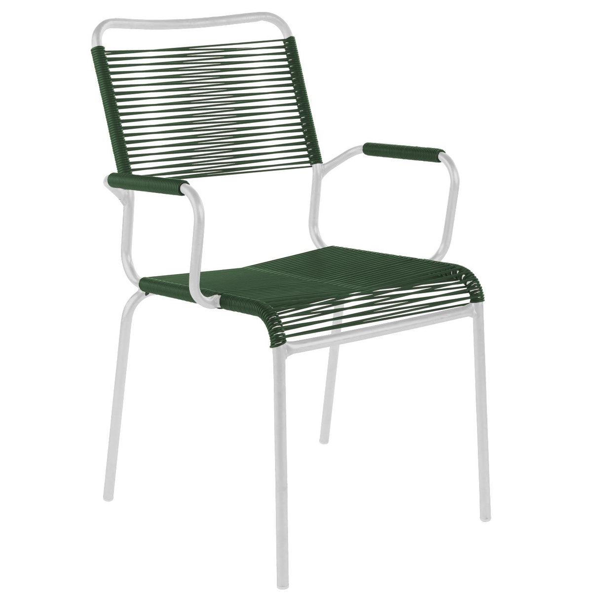 Schaffner Rigi Fauteuil Spaghetti avec accoudoirs Blanc 90 Vert sapin 66