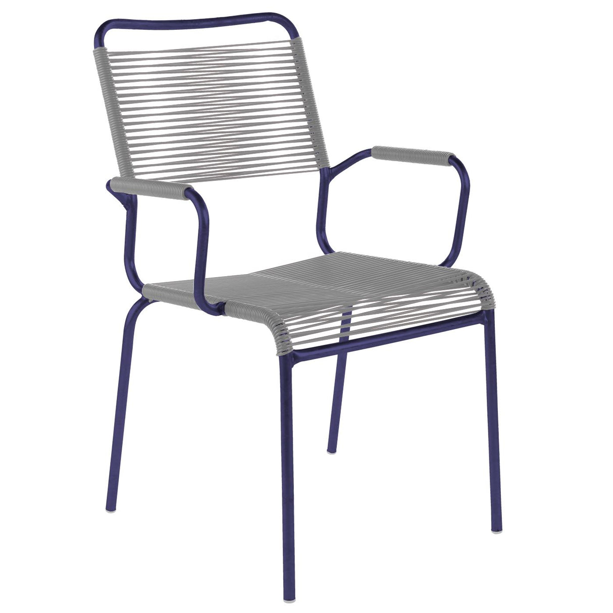 Schaffner Rigi Fauteuil Spaghetti avec accoudoirs Bleu 53 Gris Argent 78