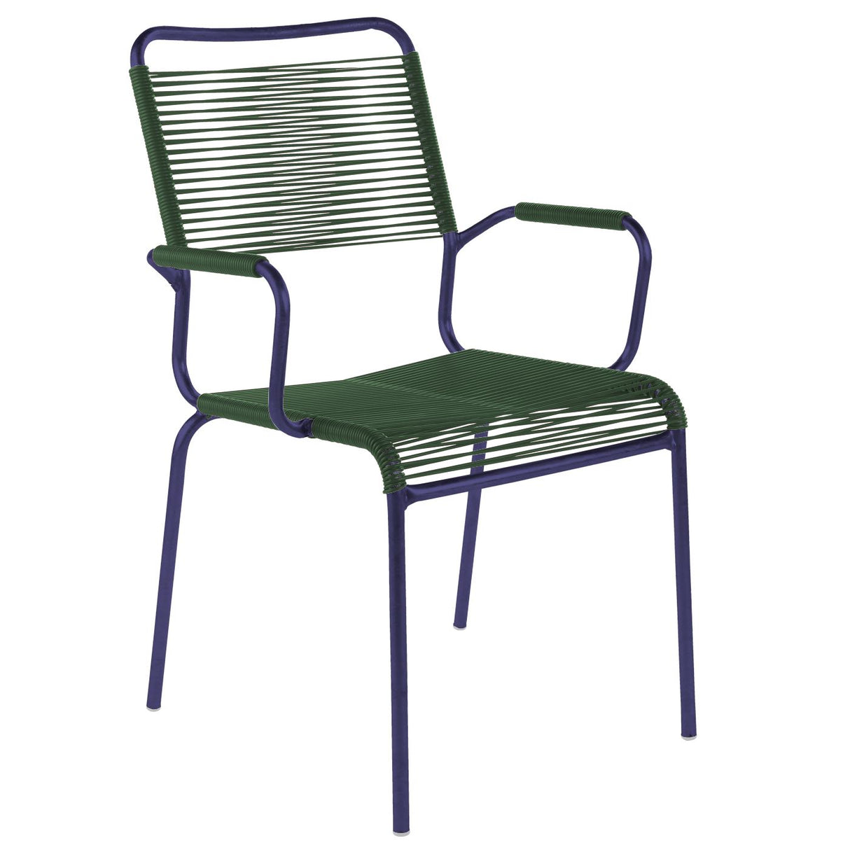 Schaffner Rigi Fauteuil Spaghetti avec accoudoirs Bleu 53 Vert sapin 66