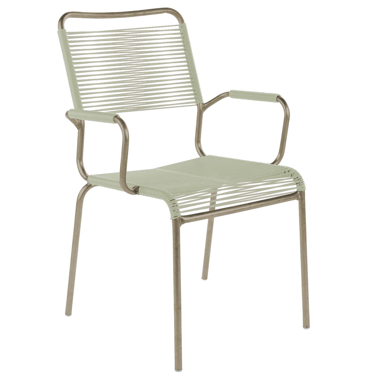Schaffner Rigi Fauteuil Spaghetti avec accoudoirs Champagne 85 Vert pastel 64