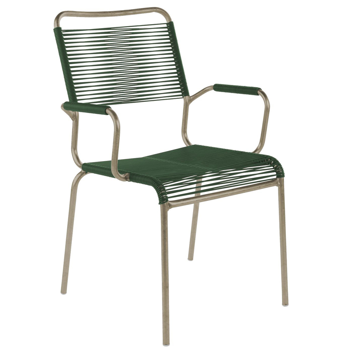 Schaffner Rigi Fauteuil Spaghetti avec accoudoirs Champagne 85 Vert sapin 66