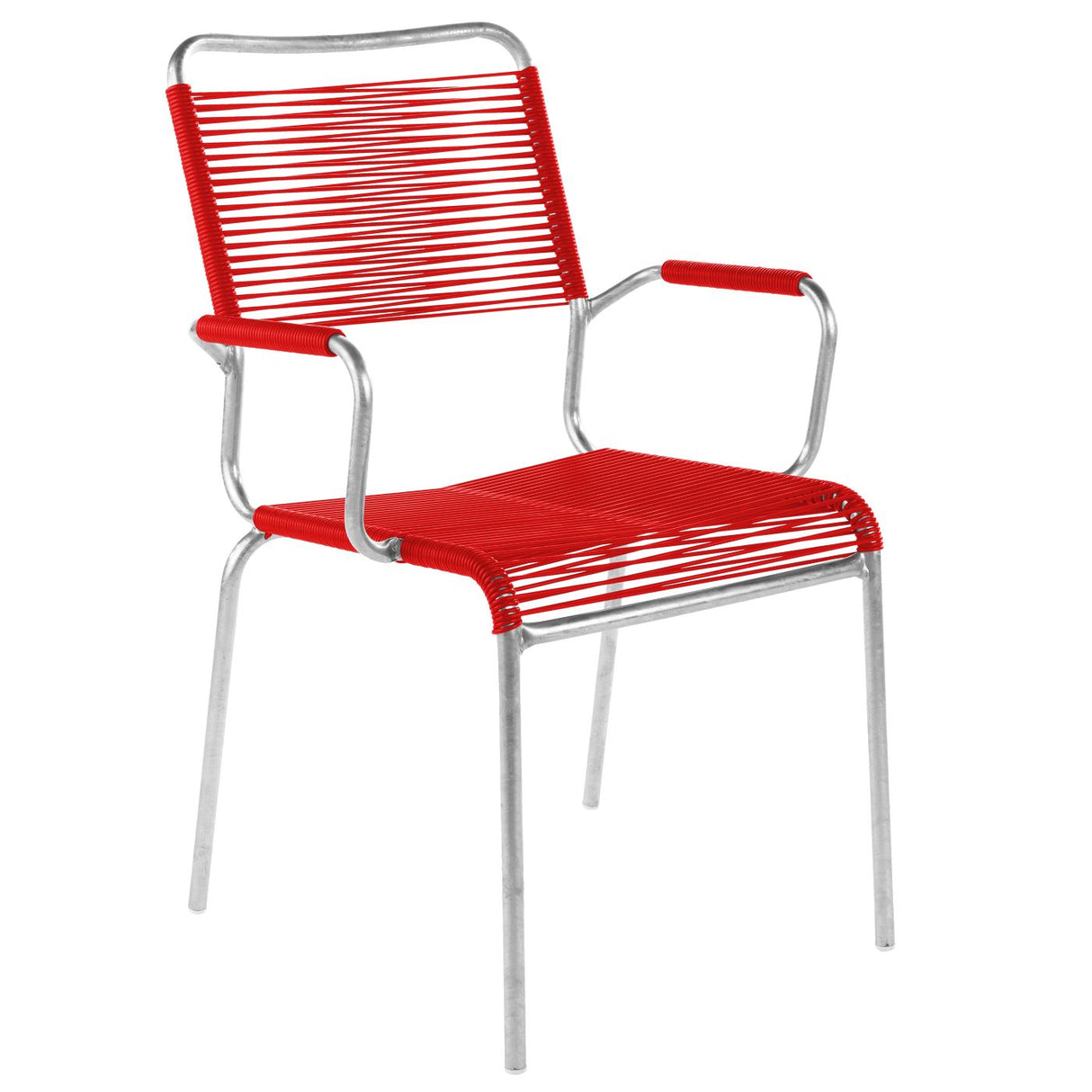 Schaffner Rigi Fauteuil Spaghetti avec accoudoirs Galvanisé à chaud 02 Rouge 30
