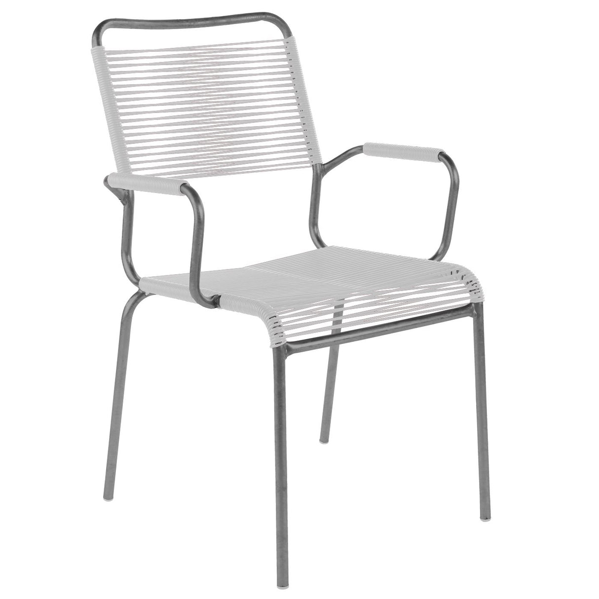 Schaffner Rigi Fauteuil Spaghetti avec accoudoirs Graphite 73 Blanc 90