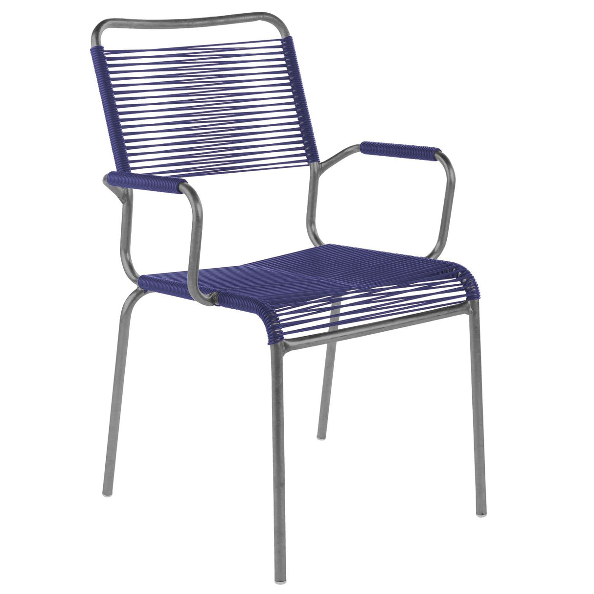 Schaffner Rigi Fauteuil Spaghetti avec accoudoirs Graphite 73 Bleu 53