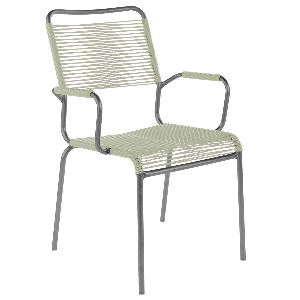 Schaffner Rigi Fauteuil Spaghetti avec accoudoirs Graphite 73 Vert pastel 64