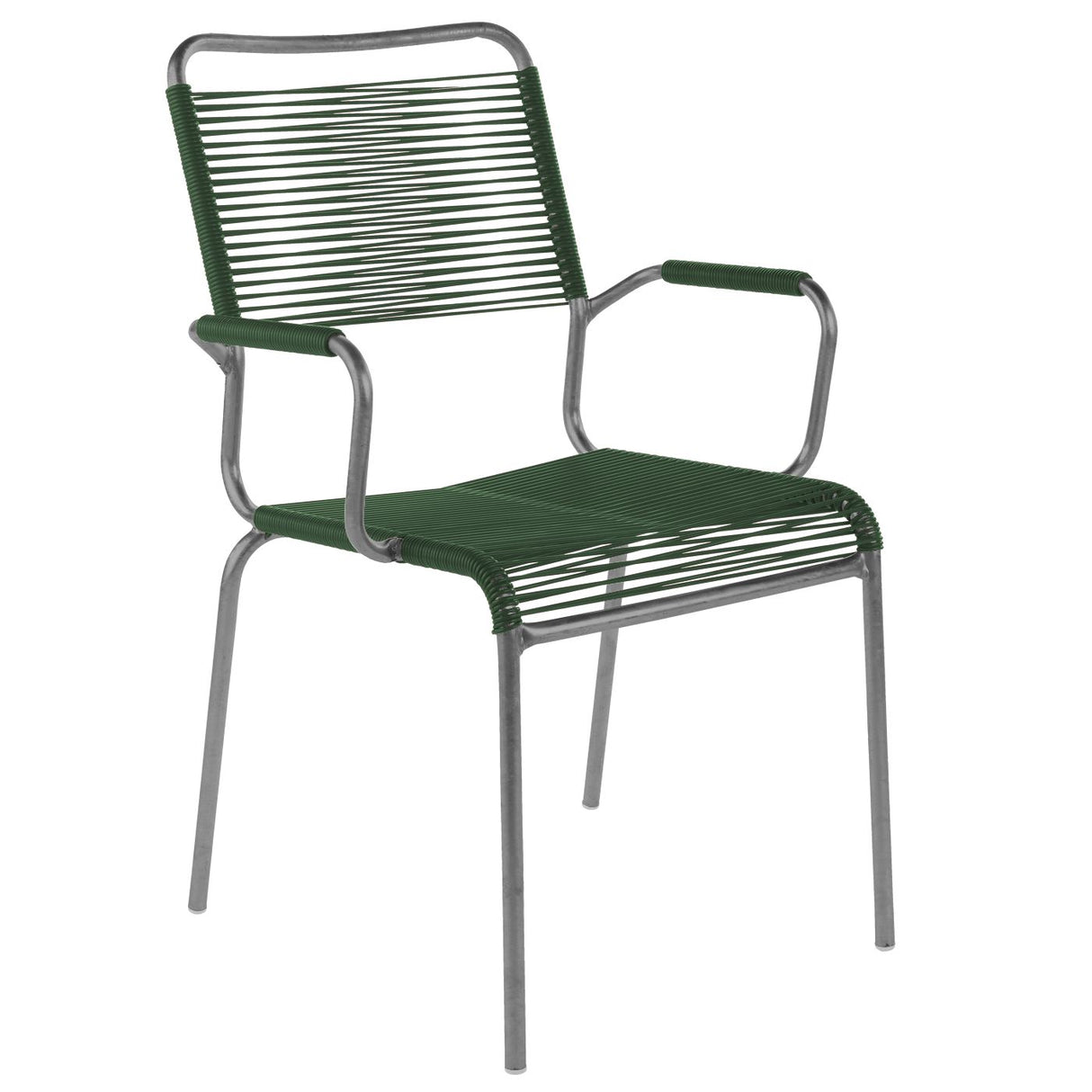 Schaffner Rigi Fauteuil Spaghetti avec accoudoirs Graphite 73 Vert sapin 66