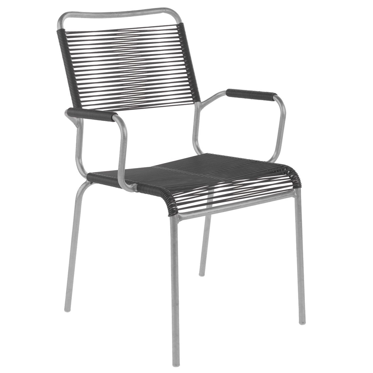 Schaffner Rigi Fauteuil Spaghetti avec accoudoirs Gris Argent 78 Anthracite 77