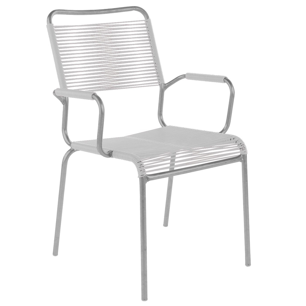 Schaffner Rigi Fauteuil Spaghetti avec accoudoirs Gris Argent 78 Blanc 90