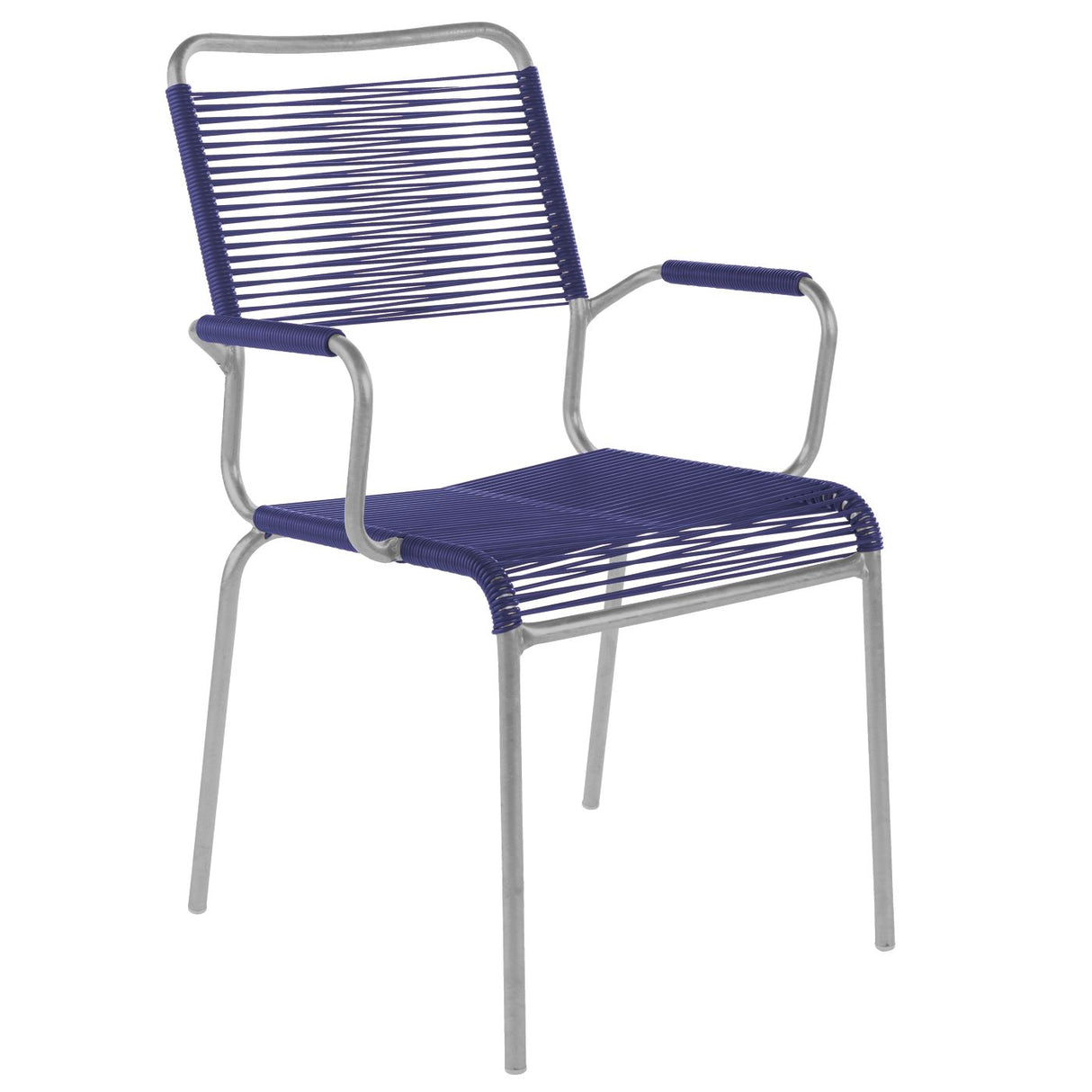 Schaffner Rigi Fauteuil Spaghetti avec accoudoirs Gris Argent 78 Bleu 53