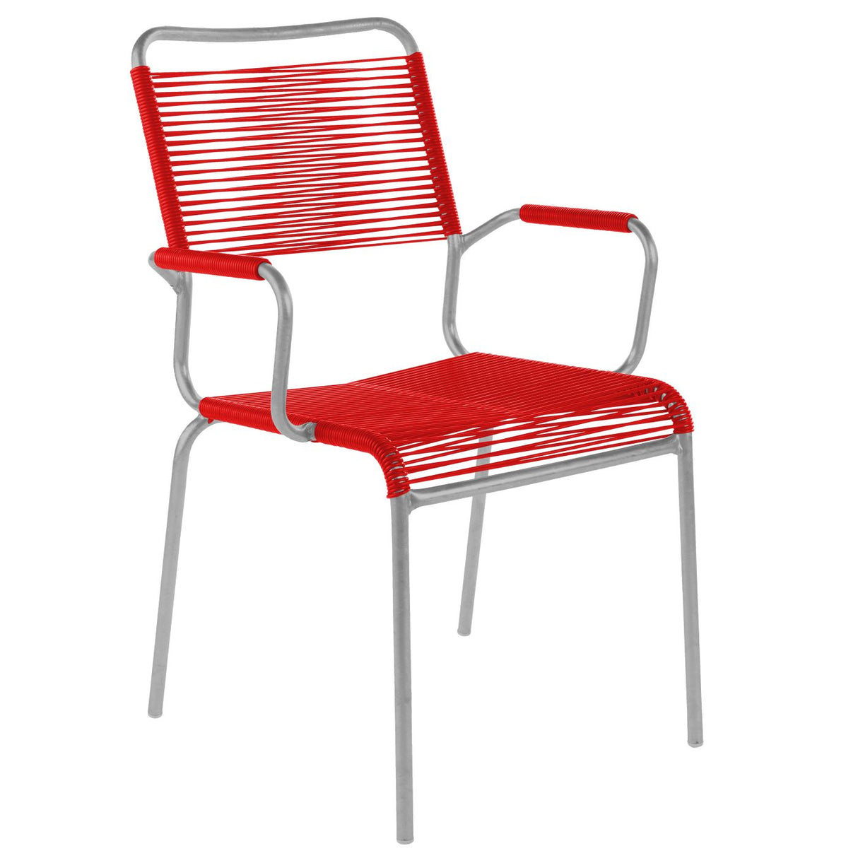 Schaffner Rigi Fauteuil Spaghetti avec accoudoirs Gris Argent 78 Rouge 30