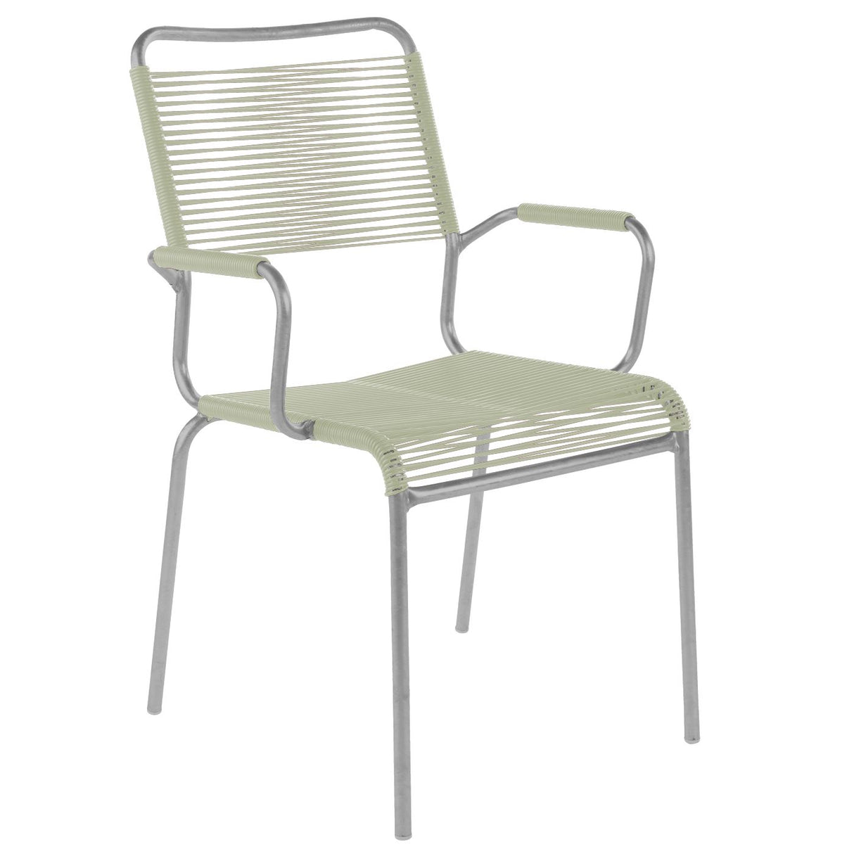 Schaffner Rigi Fauteuil Spaghetti avec accoudoirs Gris Argent 78 Vert pastel 64