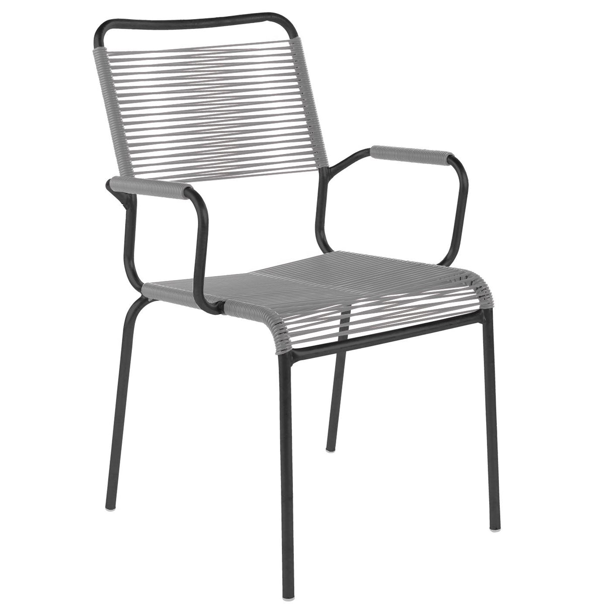 Schaffner Rigi Fauteuil Spaghetti avec accoudoirs Noir 91 Gris Argent 78