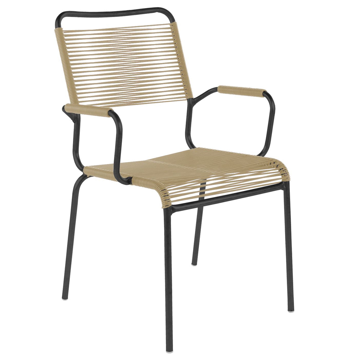 Schaffner Rigi Fauteuil Spaghetti avec accoudoirs Noir 91 Marron pastel 83