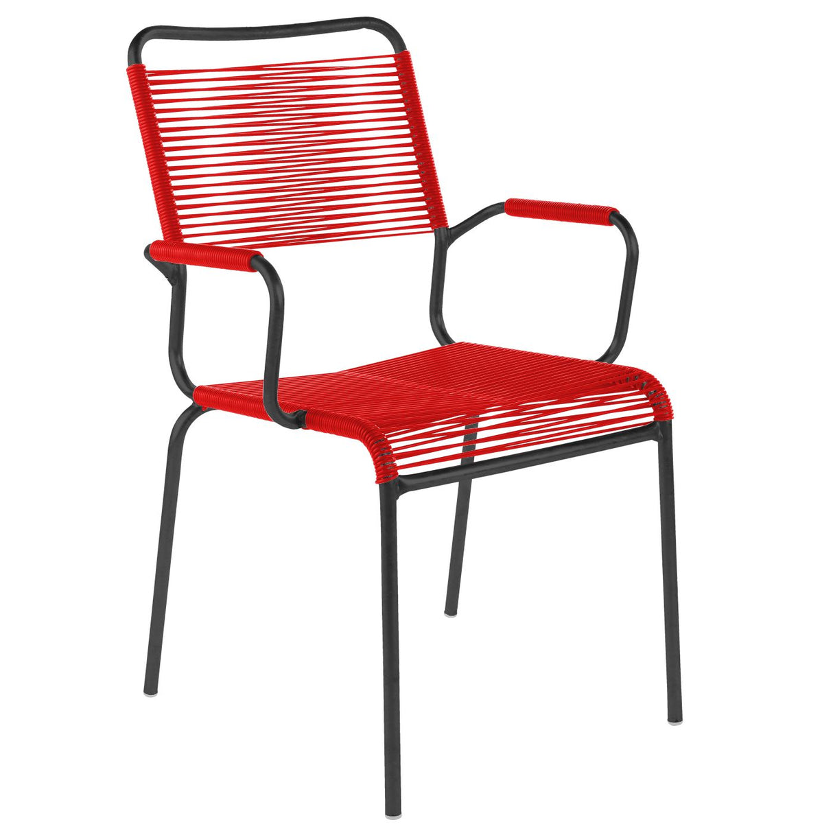 Schaffner Rigi Fauteuil Spaghetti avec accoudoirs Noir 91 Rouge 30