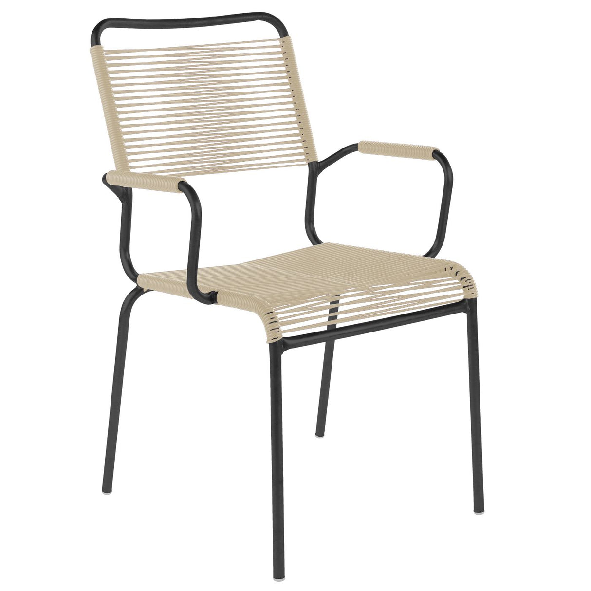 Schaffner Rigi Fauteuil Spaghetti avec accoudoirs Noir 91 Sable pastel 15