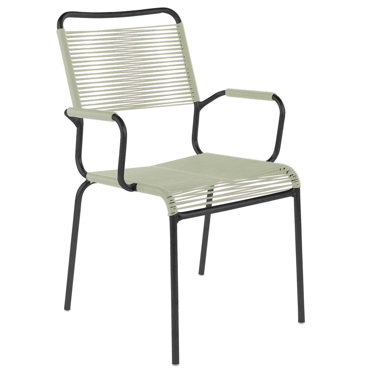 Schaffner Rigi Fauteuil Spaghetti avec accoudoirs Noir 91 Vert pastel 64