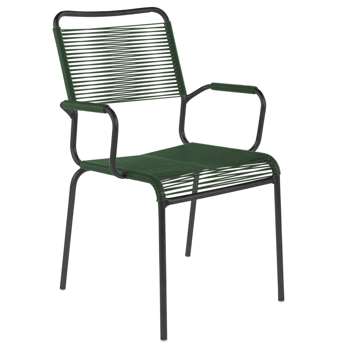 Schaffner Rigi Fauteuil Spaghetti avec accoudoirs Noir 91 Vert sapin 66
