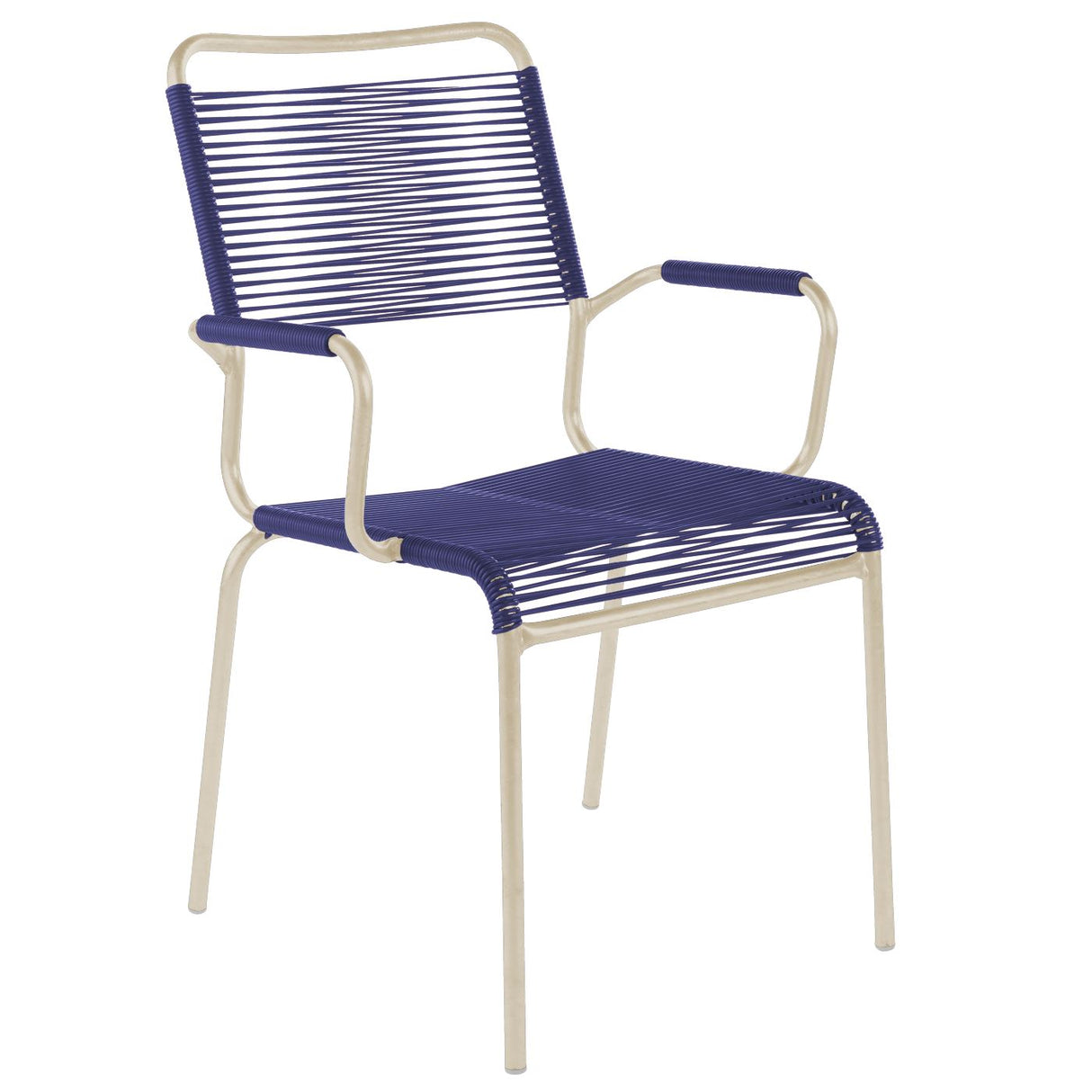 Schaffner Rigi Fauteuil Spaghetti avec accoudoirs Sable Pastel 15 Bleu 53