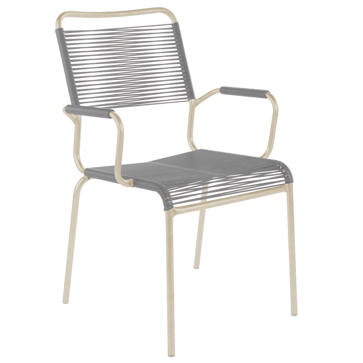 Schaffner Rigi Fauteuil Spaghetti avec accoudoirs Sable Pastel 15 Gris Argent 78