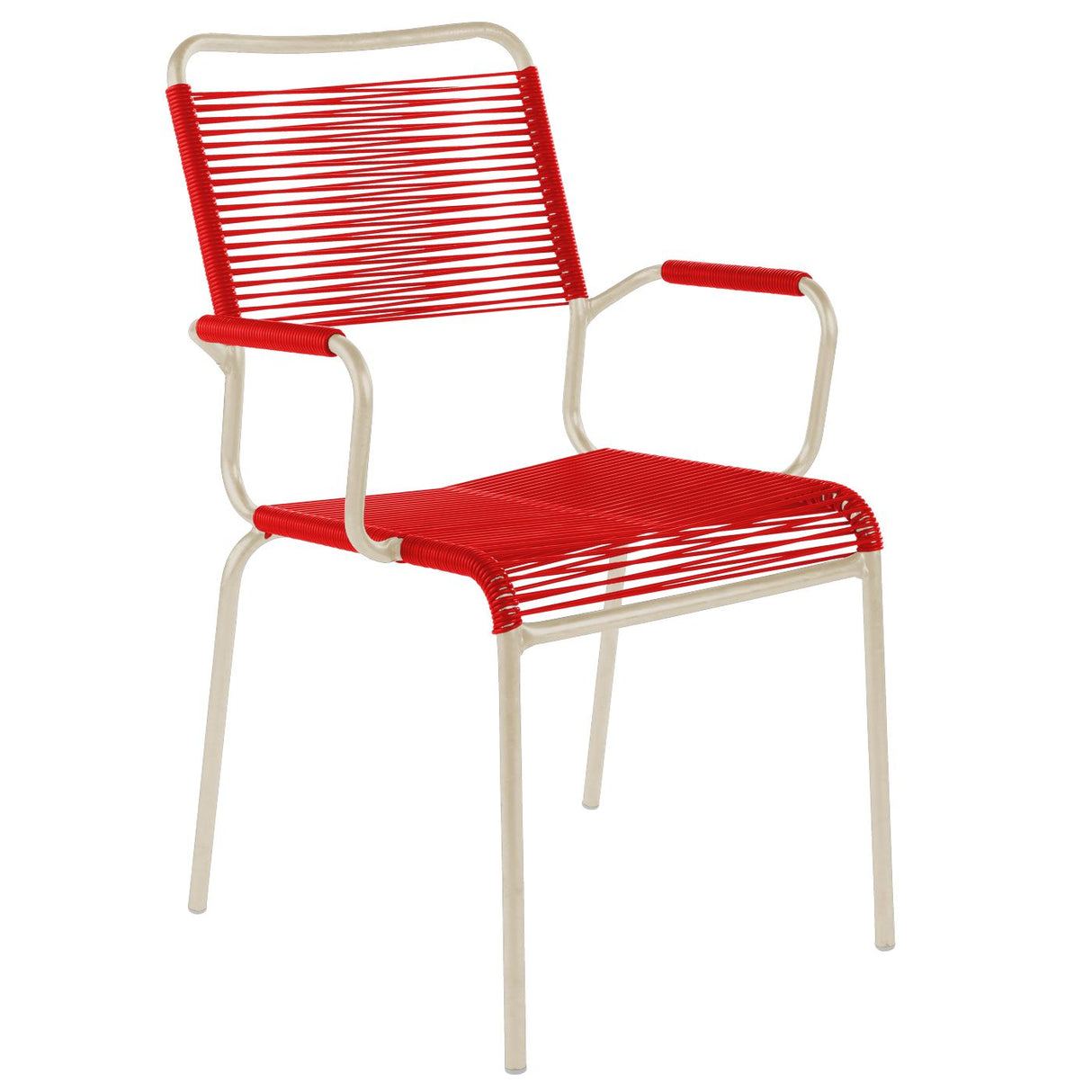 Schaffner Rigi Fauteuil Spaghetti avec accoudoirs Sable Pastel 15 Rouge 30