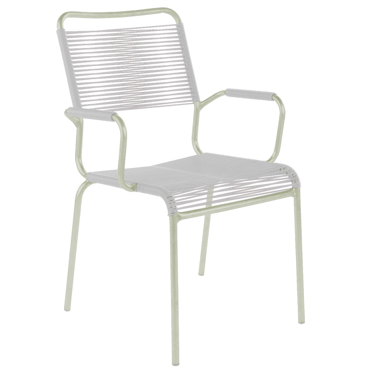Schaffner Rigi Fauteuil Spaghetti avec accoudoirs Vert Pastel 64 Blanc 90