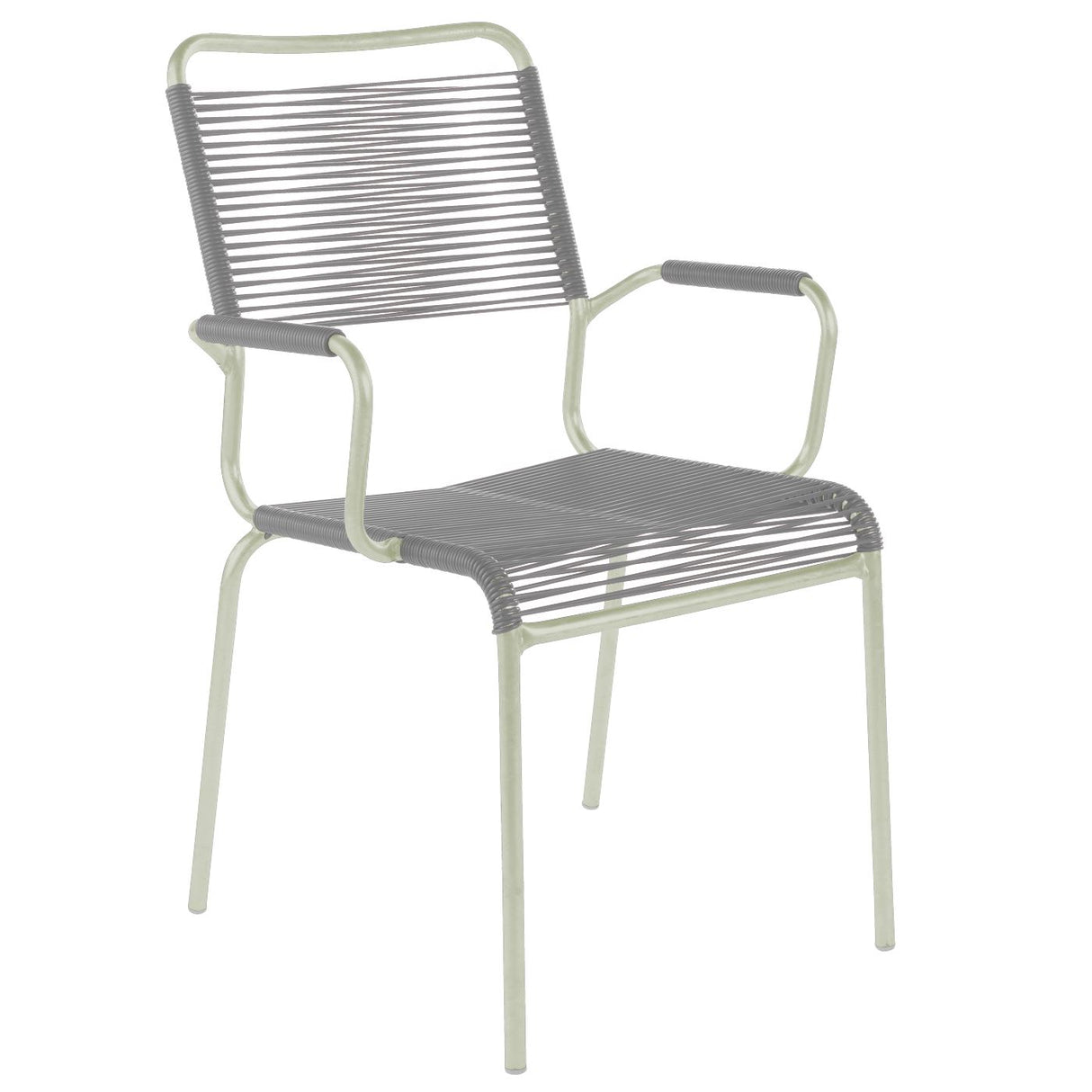 Schaffner Rigi Fauteuil Spaghetti avec accoudoirs Vert Pastel 64 Gris Argent 78