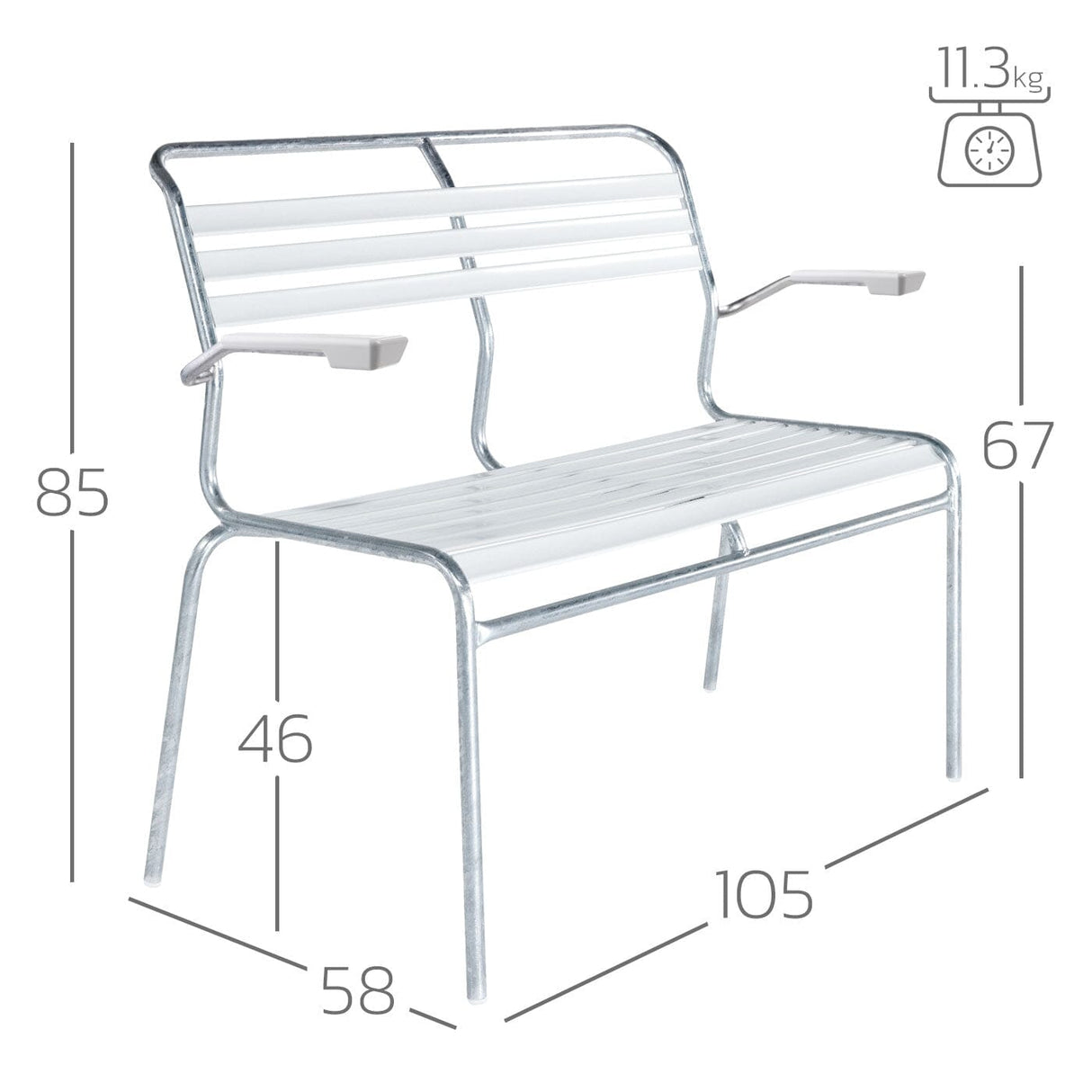 Schaffner Säntis Banc à lattes 2 places avec accoudoirs