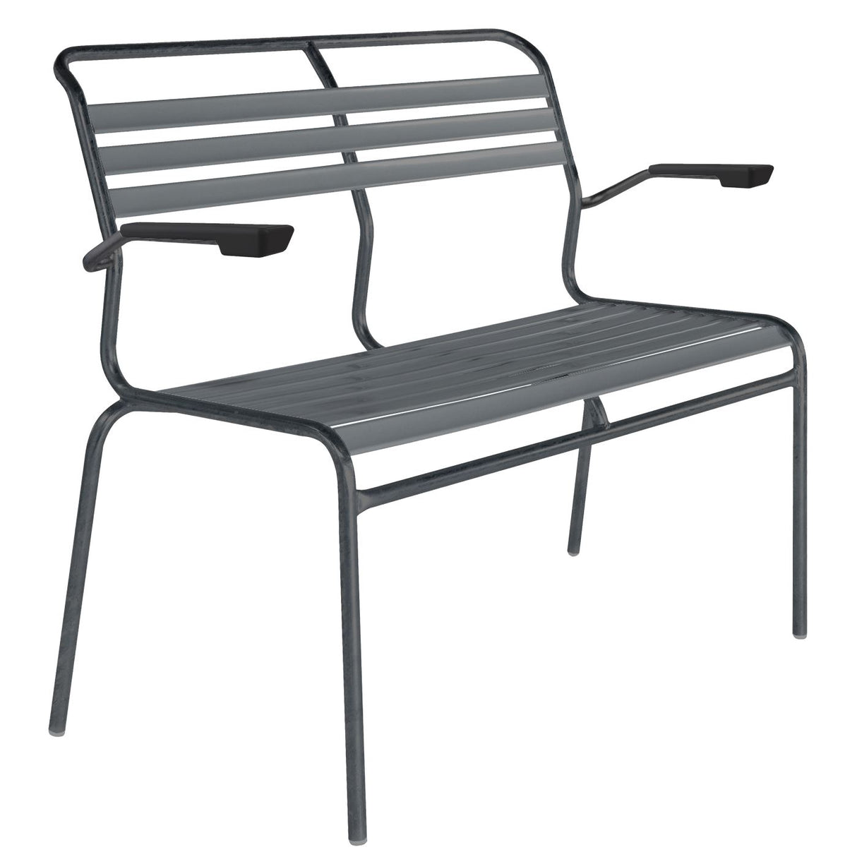 Schaffner Säntis Banc à lattes 2 places avec accoudoirs Antracite 77 Graphite 73