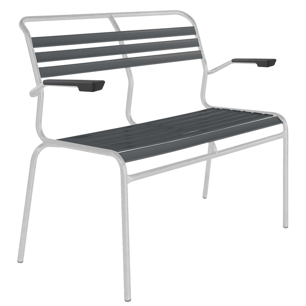 Schaffner Säntis Banc à lattes 2 places avec accoudoirs Blanc 90 Anthracite 77