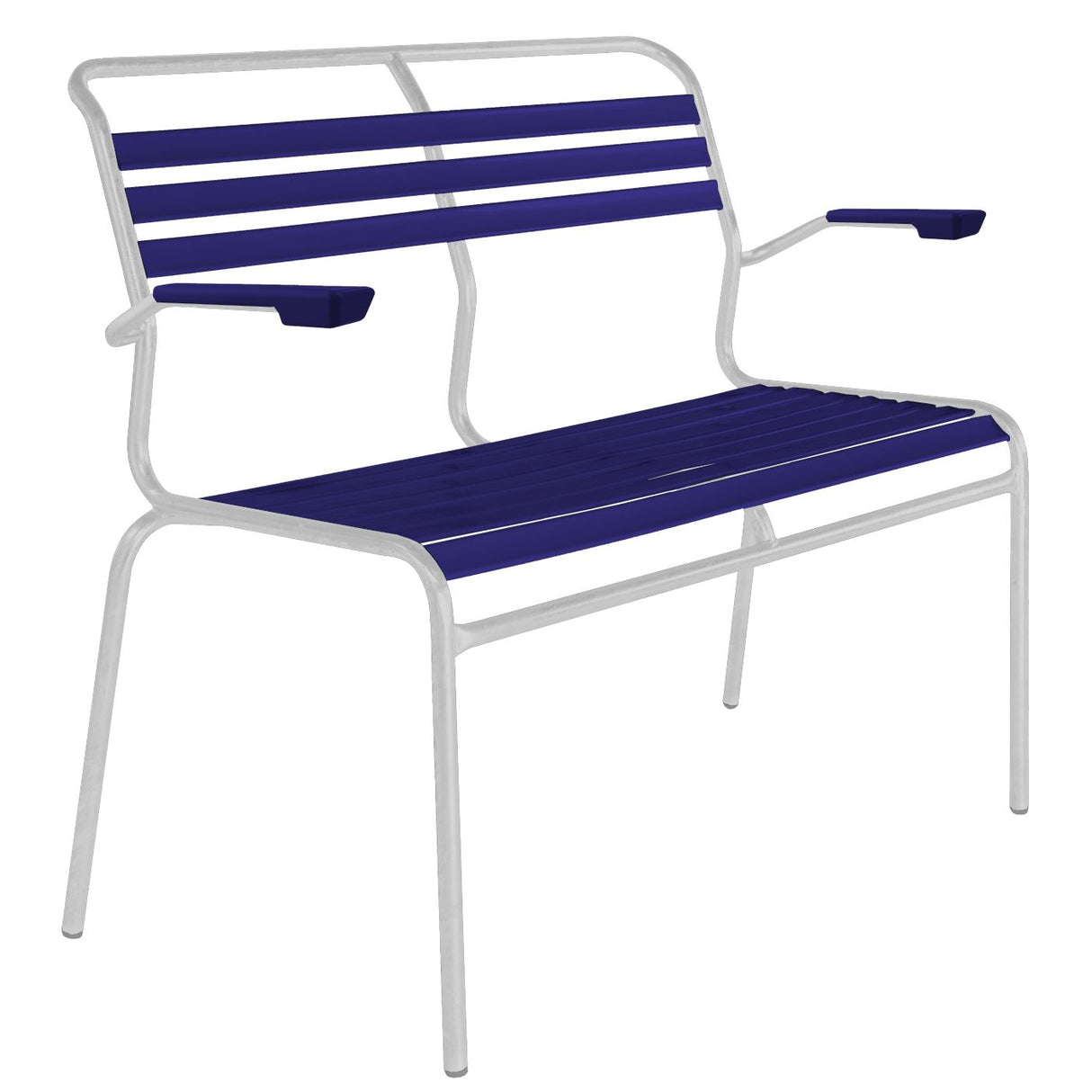 Schaffner Säntis Banc à lattes 2 places avec accoudoirs Blanc 90 Bleu 53