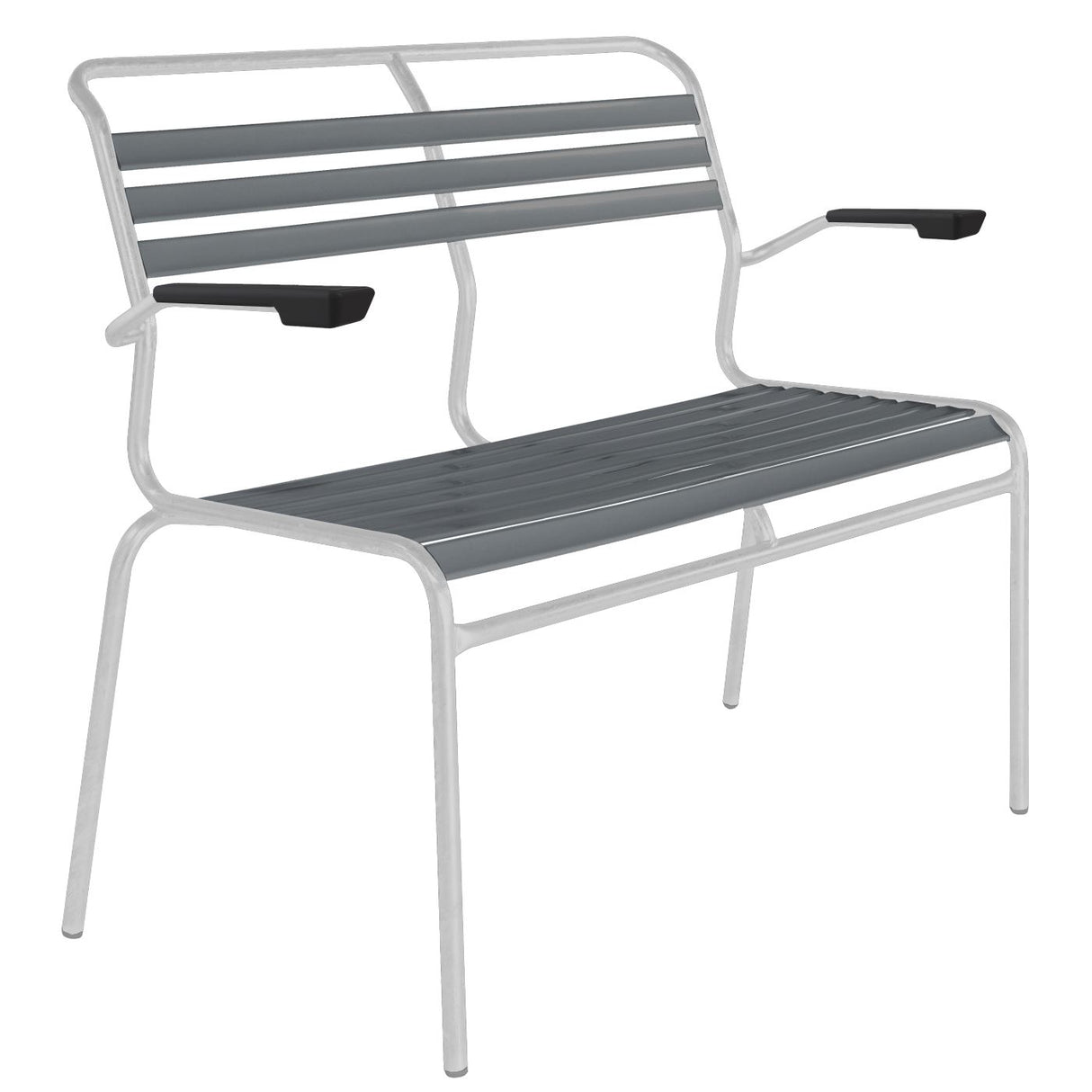 Schaffner Säntis Banc à lattes 2 places avec accoudoirs Blanc 90 Graphite 73