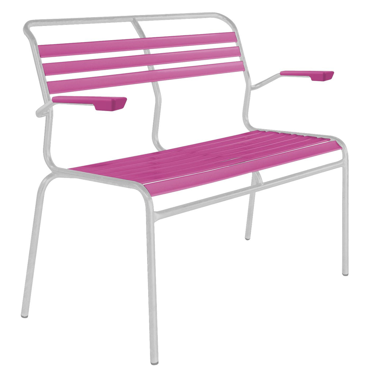 Schaffner Säntis Banc à lattes 2 places avec accoudoirs Blanc 90 Rose 41