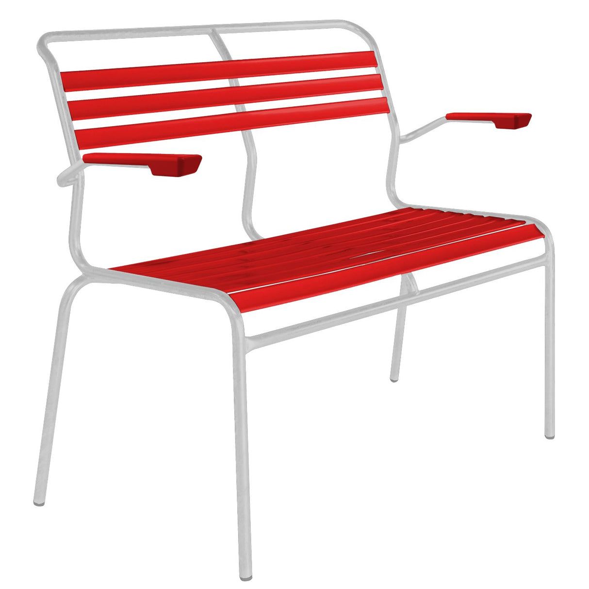 Schaffner Säntis Banc à lattes 2 places avec accoudoirs Blanc 90 Rouge 30
