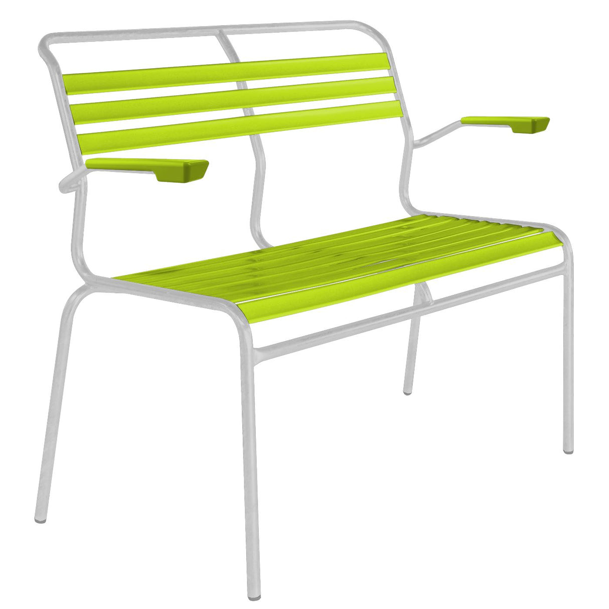 Schaffner Säntis Banc à lattes 2 places avec accoudoirs Blanc 90 Vert Clair 63